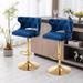 360° Swivel Velvet Bar Stools Set of 2, Adjustable Counter Height Dining Chairs with Nailhead Trim Backrest and Footrest