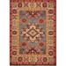 Blue Geometric Kazak Oriental Foyer Rug Hand-Knotted Wool Carpet - 2'0" x 3'0"