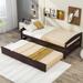 Twin Size Platform Bed with Twin Size Trundle, Wood Twin Size Platform Bed Frame, Space-Saving, No Box Spring Needed