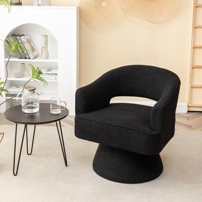 SEYNAR Modern Glam Open Back Velvet Upholstered Round Swivel Accent Arm Barrel Chair for Living Room