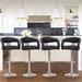 VECELO Rounded Mid-Back Barstools with Adjustable Height, White/Black Bar Stools(Set of 4)
