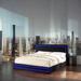 King Size Upholstered Eastern Platform Bed with LED Lights and 4 Drawers