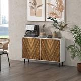 HOMCOM Modern Kitchen Sideboard Buffet Cabinet with Adjustable Shelves, 48" Coffee Bar Cabinet, Brown