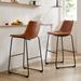 Set of 2 Leather Counter Height Bar Stools - 30 Inch Seating Height - 30 inch