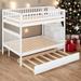 Full over Full 3 beds in 1 Bunk Bed with Trundle and Staircase Kids Bed White