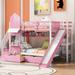 Twin-Over-Twin Castle Style Bunk Bed with 2 Drawers 3 Shelves and Slide