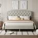 Queen size Adjustable Headboard with Fine Linen Upholstery and Button Tufting for Bedroom