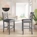 Farmhouse 2 Piece Padded Round Counter Height Kitchen Dining Chairs with Cross Back for Small Places, Gray