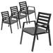 LeisureMod Chelsea Patio Dining Armchair in Aluminum with Cushions Set of 4 - 34.84