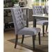 Merel Gray Linen Upholstered Side Chairs in Armless Set of 2, Solid Wood Dining Chairs with Button Tufted Backrest