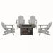 43.5 in. 5-Piece Metal Patio Fire Pit Set, Fire Pit Table and Adirondack Chairs with Cup Holder and Umbrella Holder