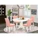 East West Furniture Kitchen Set Consists of an Oval Dining Table and Chairs, Linen White (Pieces Options)