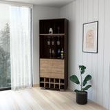 Paso Robles 10-Bottle 3-Shelf Corner Bar Cabinet Dark Oak and Pine