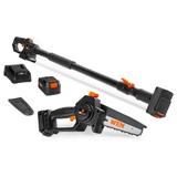 WEN 2-In-1 20V Max Cordless Brushless Pole Saw and Mini Chainsaw with 4.0Ah Battery and Charger