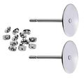 400pcs Hypoallergenic Stainless Steel Earrings Posts Flat Pad Blank Earring Pin Studs with Butterfly Earring Backs for Jewelry Making Findings (8mm)