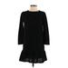 Ann Taylor LOFT Casual Dress - DropWaist High Neck 3/4 sleeves: Black Dresses - Women's Size X-Small Petite