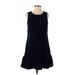 J.Crew Casual Dress - DropWaist Crew Neck Sleeveless: Blue Print Dresses - Women's Size 4 Petite