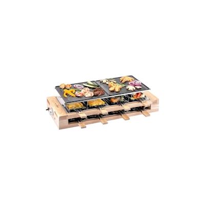 KLAMER Raclette 8 Personen, 1500W Raclette Grill mit Holzgestell, Raclette mit antihaftbeschichteter Grillplatte, Tischg