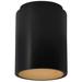 Radiance 6.5" Wide Carbon Matte Black and Gold Cylinder Outdoor Flush.