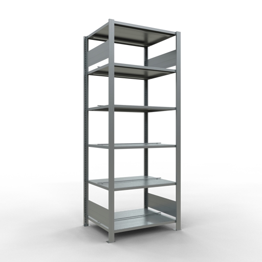 PROREGAL Büro-Fachbodenregal MULTIplus150 Stecksystem mit Mittelanschlag | Grundregal | Fachlast 150kg | 200x75x60cm | Beidseitig nutzbar | Verzinkt Image