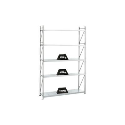 PROREGAL Weitspannregal mit Stahlpaneelen WS 3000 | Grundregal | HxBxT 300x150x50cm | 5 Ebenen | Fachlast 500kg | Verzinkt Image