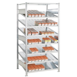 PROREGAL Kanbanregal MULTIplus150 | Grundregal | HxBxT 200x100x80cm | 7 Ebenen | Fachlast 150kg | mit Trenn- und Seitenführungen | Verzinkt Image