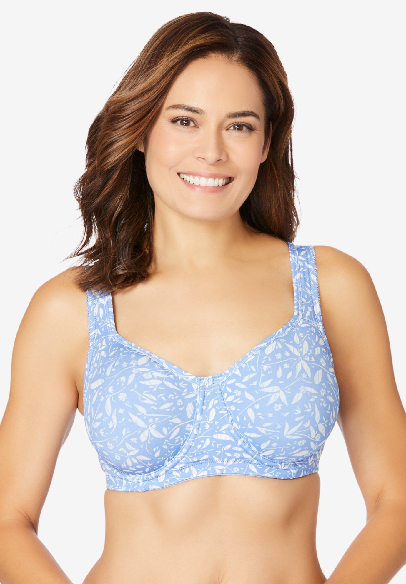 Plus Size Women's Underwire Microfiber T-Shirt Bra by Comfort Choice in French Blue Batik Floral (Size 40 C)