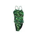 TYR One Piece Swimsuit: Green Zebra Print Swimwear - Women's Size 7