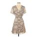 All in Favor Casual Dress - Wrap: Tan Snake Print Dresses - Women's Size Small