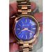 Michael Kors Accessories | Michael Kors Runway Mk-5913 Blue Face Rose Gold Band Ladies Watch New Battery | Color: Blue/Gold | Size: Os