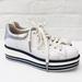 Anthropologie Shoes | Anthropologie || Silent D Siobhan Platform Lace Up Sneaker White Silver 38 | Color: Silver/White | Size: 38eu