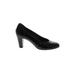 Attilio Giusti Leombruni Heels: Slip-on Chunky Heel Work Black Print Shoes - Women's Size 37.5 - Round Toe