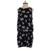 Ann Taylor LOFT Casual Dress - Mini High Neck Sleeveless: Black Floral Dresses - Women's Size Large