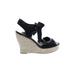 White House Black Market Wedges: Black Solid Shoes - Women's Size 8 - Open Toe