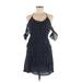 lost & wander Casual Dress - Mini Cold Shoulder Sleeveless: Blue Dresses - Women's Size Medium