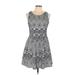 My Michelle Casual Dress - Mini Scoop Neck Sleeveless: Gray Dresses - Women's Size Large