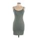 Dress Forum Cocktail Dress - Bodycon Scoop Neck Sleeveless: Gray Solid Dresses - Women's Size Large