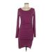 Leith Casual Dress - Bodycon Scoop Neck Long sleeves: Burgundy Print Dresses - Women's Size Medium