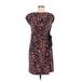 Just... Taylor Casual Dress - Sheath Crew Neck Short sleeves: Black Leopard Print Dresses - Women's Size 6