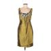 Lela Rose Cocktail Dress - Party Scoop Neck Sleeveless: Gold Print Dresses - Women's Size 6