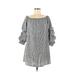 Bleuh Ciel Casual Dress - Shift Boatneck 3/4 sleeves: Gray Print Dresses - Women's Size Medium