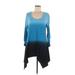 Philosophy Republic Clothing Casual Dress - A-Line Scoop Neck Long sleeves: Blue Color Block Dresses - Women's Size Medium