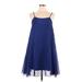 Ya Los Angeles Casual Dress - A-Line: Blue Solid Dresses - Women's Size Large