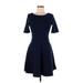 Forever 21 Casual Dress - A-Line: Blue Solid Dresses - Women's Size Medium