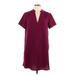 Lush Casual Dress - Shift V Neck Short sleeves: Burgundy Print Dresses - Women's Size Large