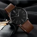 Montre à quartz analogique en cuir véritable pour homme montre-bracelet de sport militaire