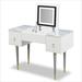 Dundee Deco Makeup Vanity Desk w/ Flip-top Mirror LED Light Customizable Large Storage Vanity Dressing Table Wood in White | 19.7 W in | Wayfair