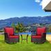 Winston Porter Juelze 3 Piece Seating Group w/ Cushions Synthetic Wicker/All - Weather Wicker/Wicker/Rattan in Red | Outdoor Furniture | Wayfair