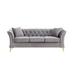 Contemporary Curved Chesterfield Sofa - Tufted Velvet 3-seater sofa with Scroll Arms, Gold Metal Legs - Stylish 3-Seat Couch