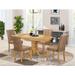 East West Furniture Dining Set Contains an Oval Kitchen Table and Chairs, Oak (Pieces Options)